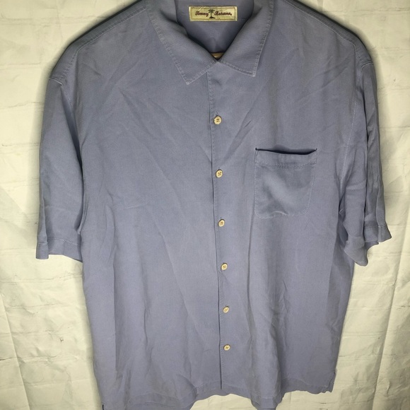 Tommy Bahama Mens 100% Silk Button Down Collared Short Sleeve Shirt Blue Medium - Picture 1 of 8
